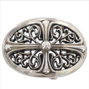 Sterling silver flora belt buckle